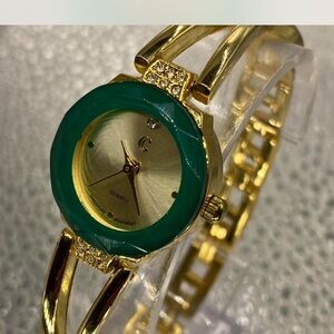 Designer ^^^  Gold / Jade  Green Women's Watch ***